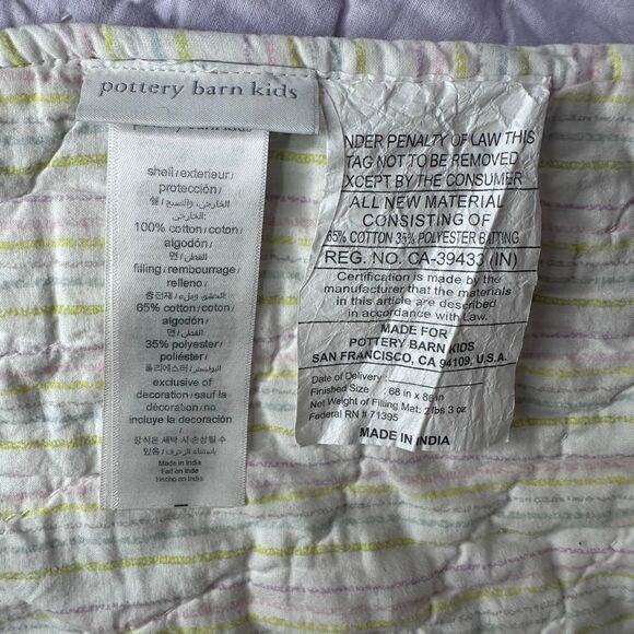 Pottery Barn Kids Rainbow Unicorn Quilt Lavender Purple Size Twin - Picture 4 of 13